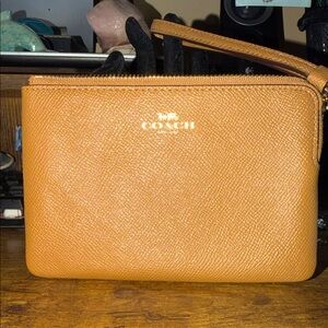 Coach taupe Leather Wristlet